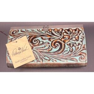 New Patricia Nash Cauchy Turquoise Tooled Leather Wallet